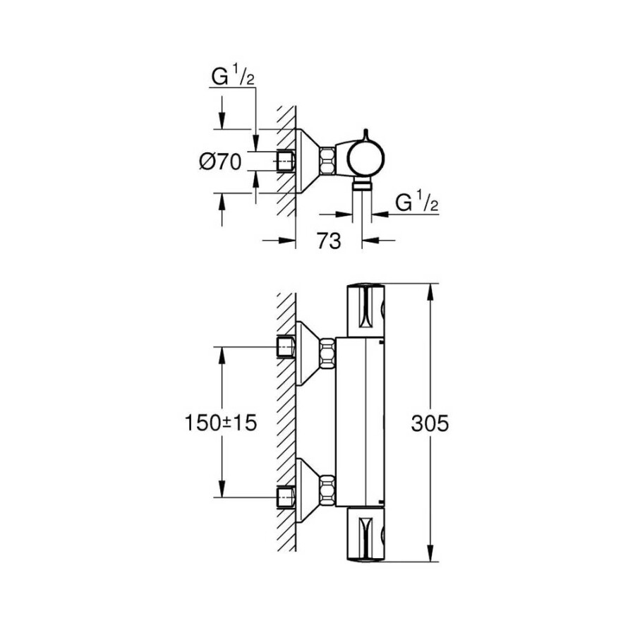 Termostato de Ducha 1/2 Grohtherm 800 Termostato de Ducha 1/2 Grohtherm 800