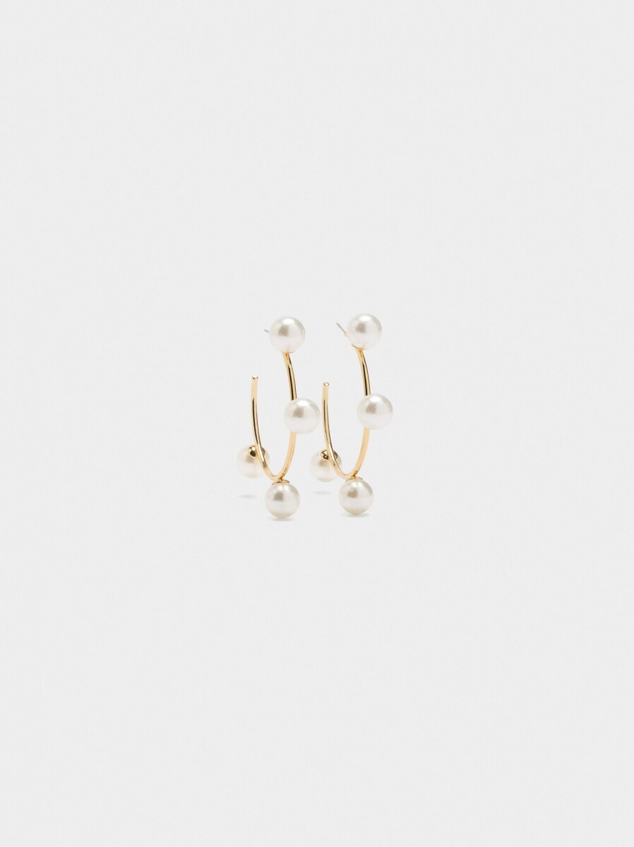 Aros Abiertos Con Perlas - dorado 