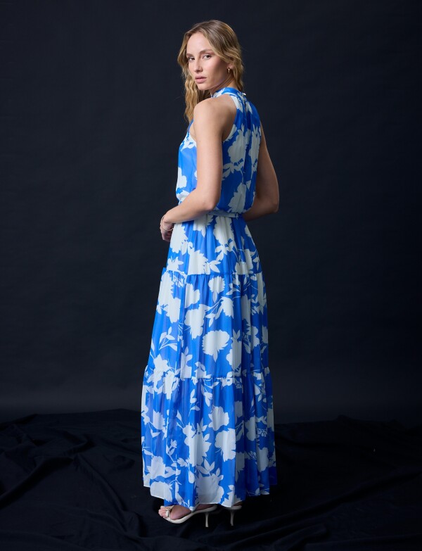 Vestido Maxi Printed AZUL/BLANCO