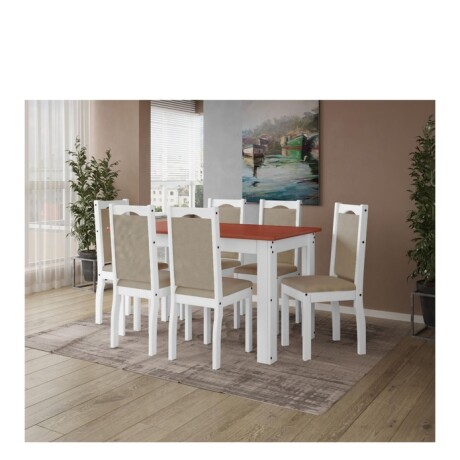 Juego De Comedor 6 Sillas Tap Leticia Blanco Castaño SM-GB Juego De Comedor 6 Sillas Tap Leticia Blanco Castaño SM-GB