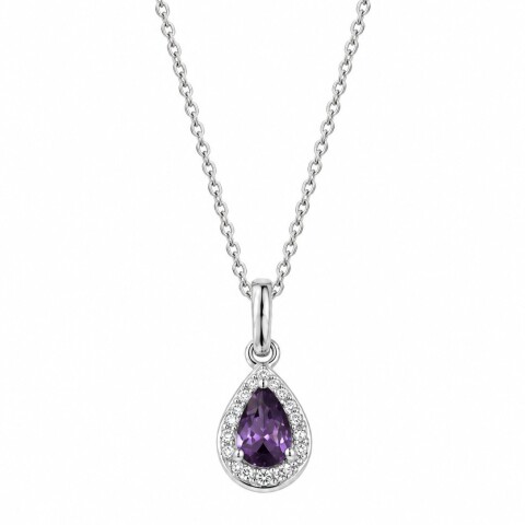 Cadena con colgante gota piedra zirconia lila Cadena con colgante gota piedra zirconia lila