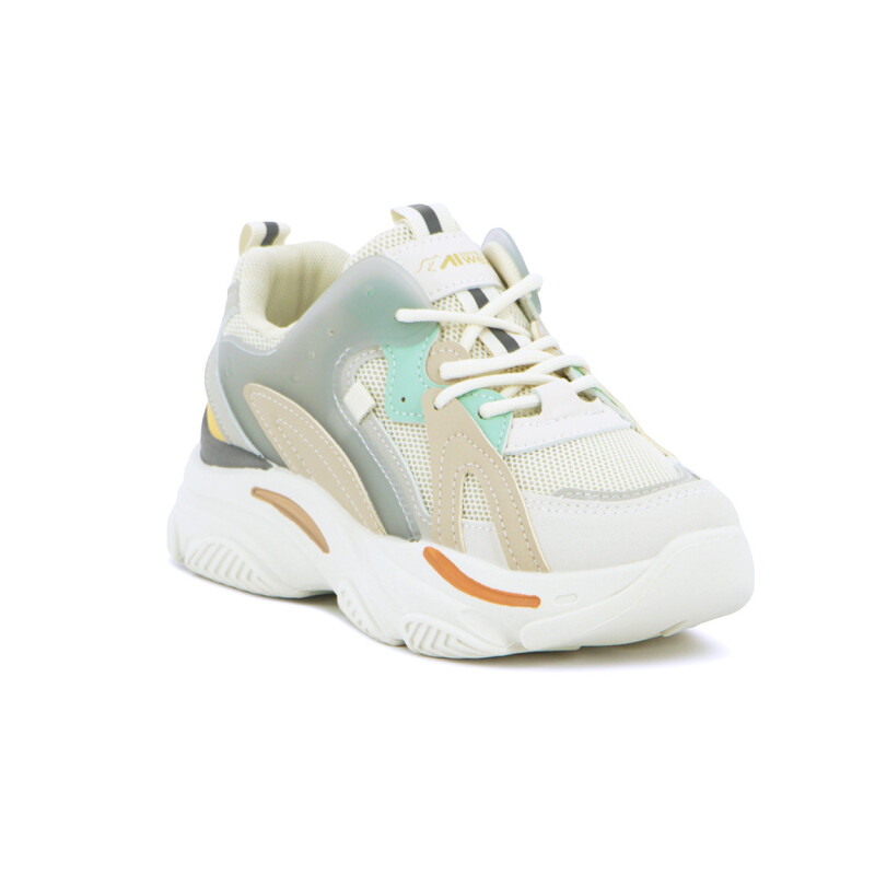 Austral Calzado Casual Ariadna C/Plataforma Acordonado - Gris-Beige Gris-Beige