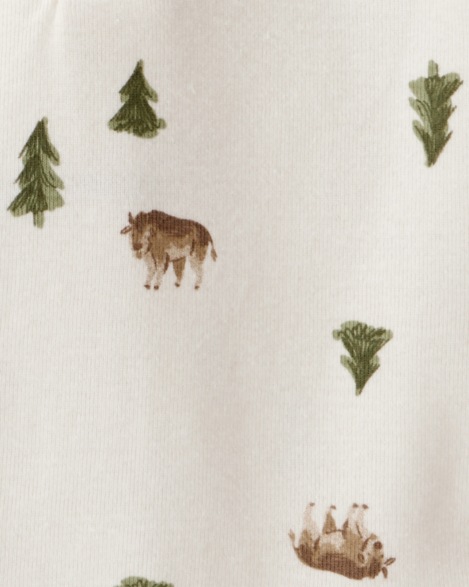 Set dos piezas de algodón, pantalón capitoneado y body, diseño bosque Sin color