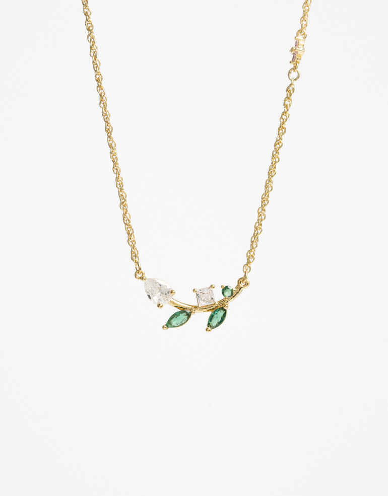 Cadena Corta con Dije Cubic zirconia Collar Con Dije De Cubic Zirconia - Dorado