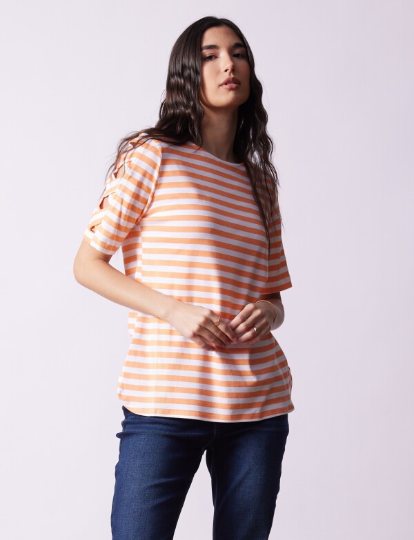 Remera Algodon Lineas ANARANJADO/MULTI