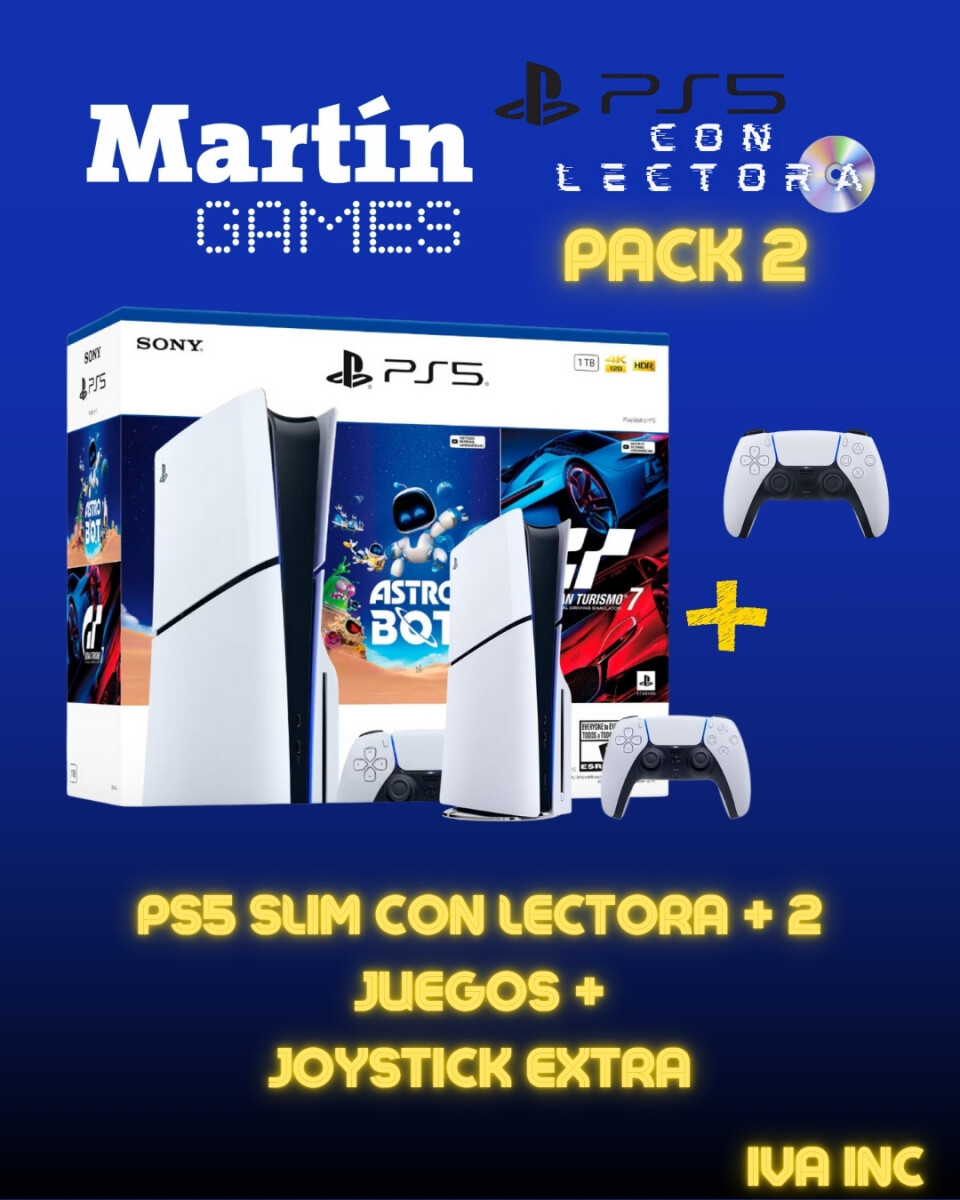 PS5 SLIM CON LECTORA + ASTROBOT + GRAN TURISMO + JOYSTICK EXTRA 
