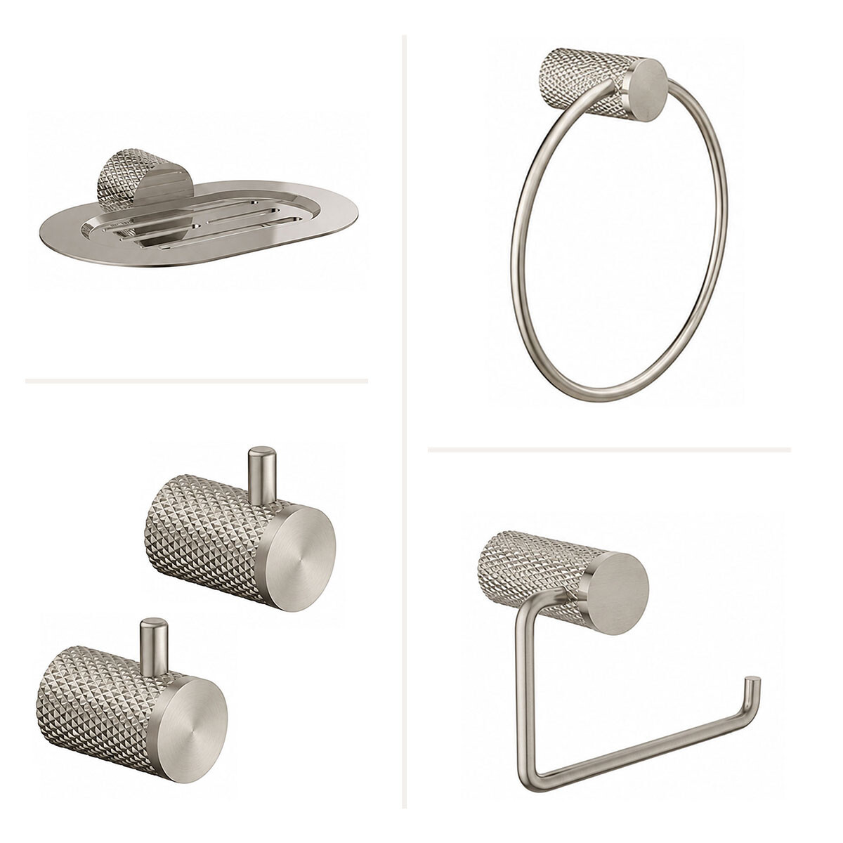 Set De Accesorios Para Baño Metal Signature Gris Brushed 
