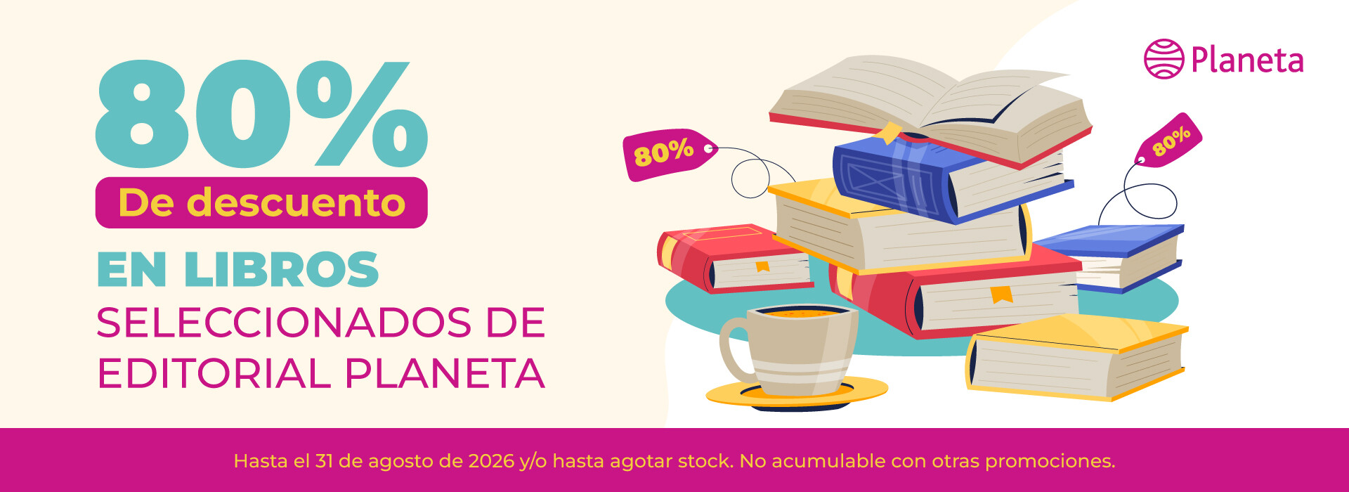 80% OFF en Libros Planeta