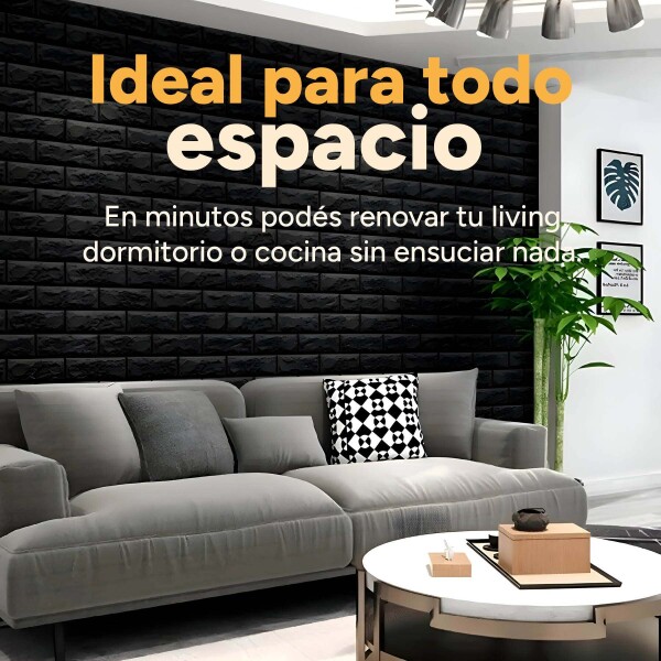 Revestimiento Pared Adhesivo 3d Piedra Ladrillo 500x70cm Diseño Negro