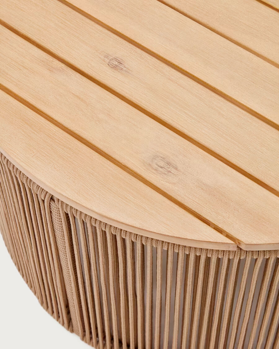 Mesa de centro Dandara de acero, cuerda beige y madera maciza de acacia Ø60 FSC 100% Mesa de centro Dandara de acero, cuerda beige y madera maciza de acacia Ø60 FSC 100%