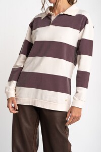 Sweater Polo Rayas Bordeaux