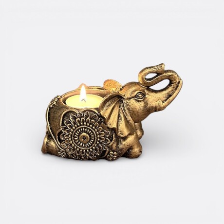 Portavelas Elefante Decorativo Dorado Acostado