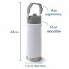 Botella Térmica de Acero Inoxidable 650 ml con Asa – Doble Pared Mantiene Frío y Calor Blanco