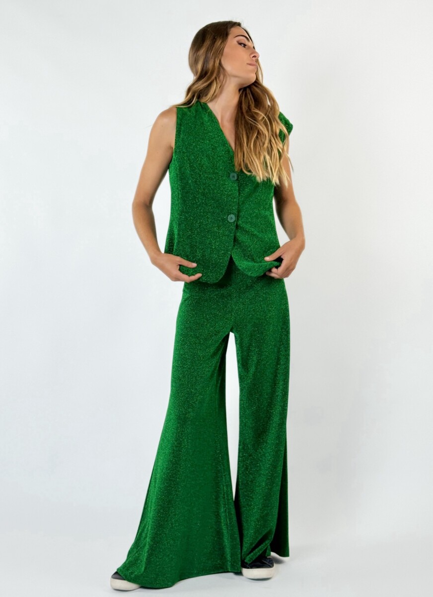 PANTALON DAFNE CON LUREX - VERDE 