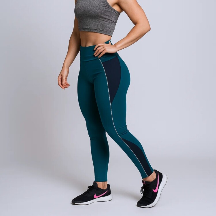 CALZA MICROFITNESS VERDE PETROLEO