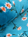 MANTA FLANNEL FLORES TURQUESA
