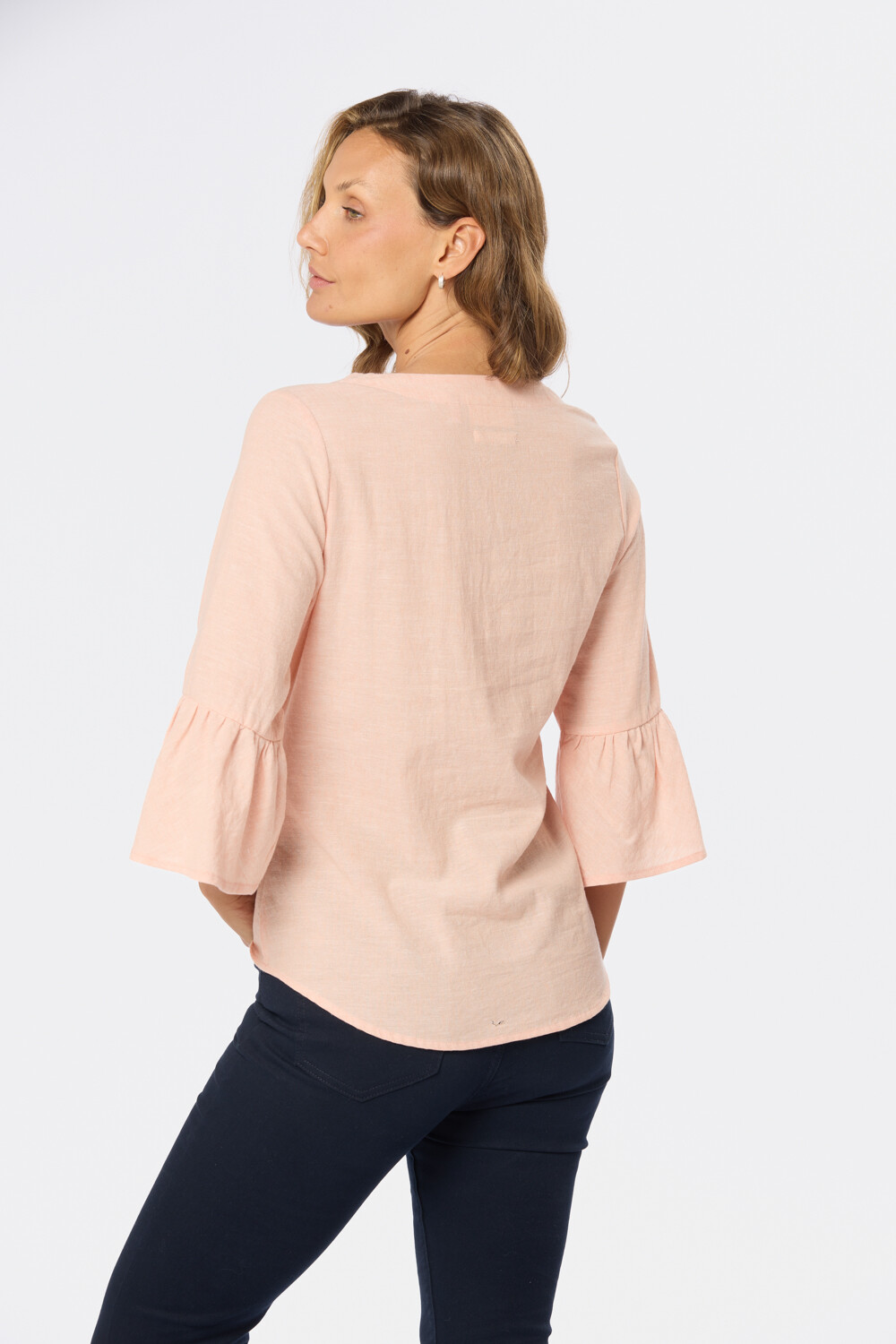 BLUSA DE LINO VOLADOS Coral