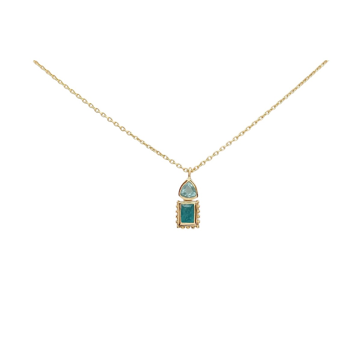 Conjunto Masakali-Plata rodinada 925 micra oro 18k-Piedra Topacio azul y Jade verde-CJ2019 - conpiedra 