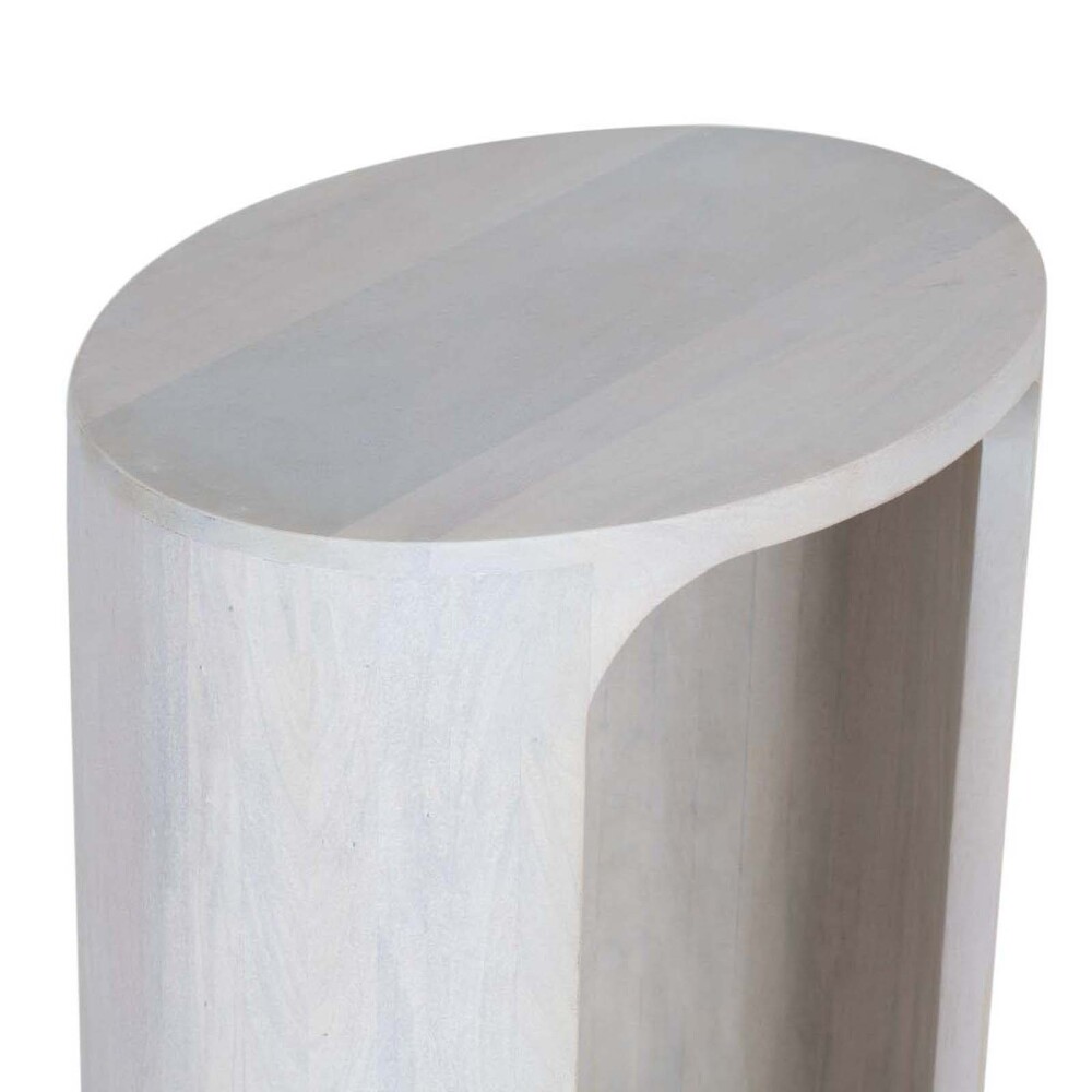 MESA AUXILIAR MADERA BLANCO OVAL