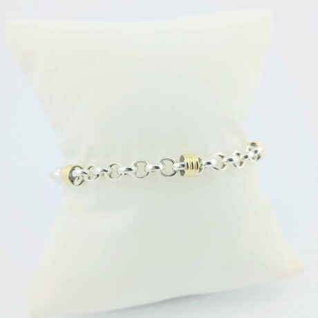 Pulsera de plata 925 y double en oro 18 ktes, 19 cm. Pulsera de plata 925 y double en oro 18 ktes, 19 cm.