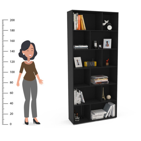 Biblioteca Xangai 441 12 Reparticiones De Mdf Ub NEGRO