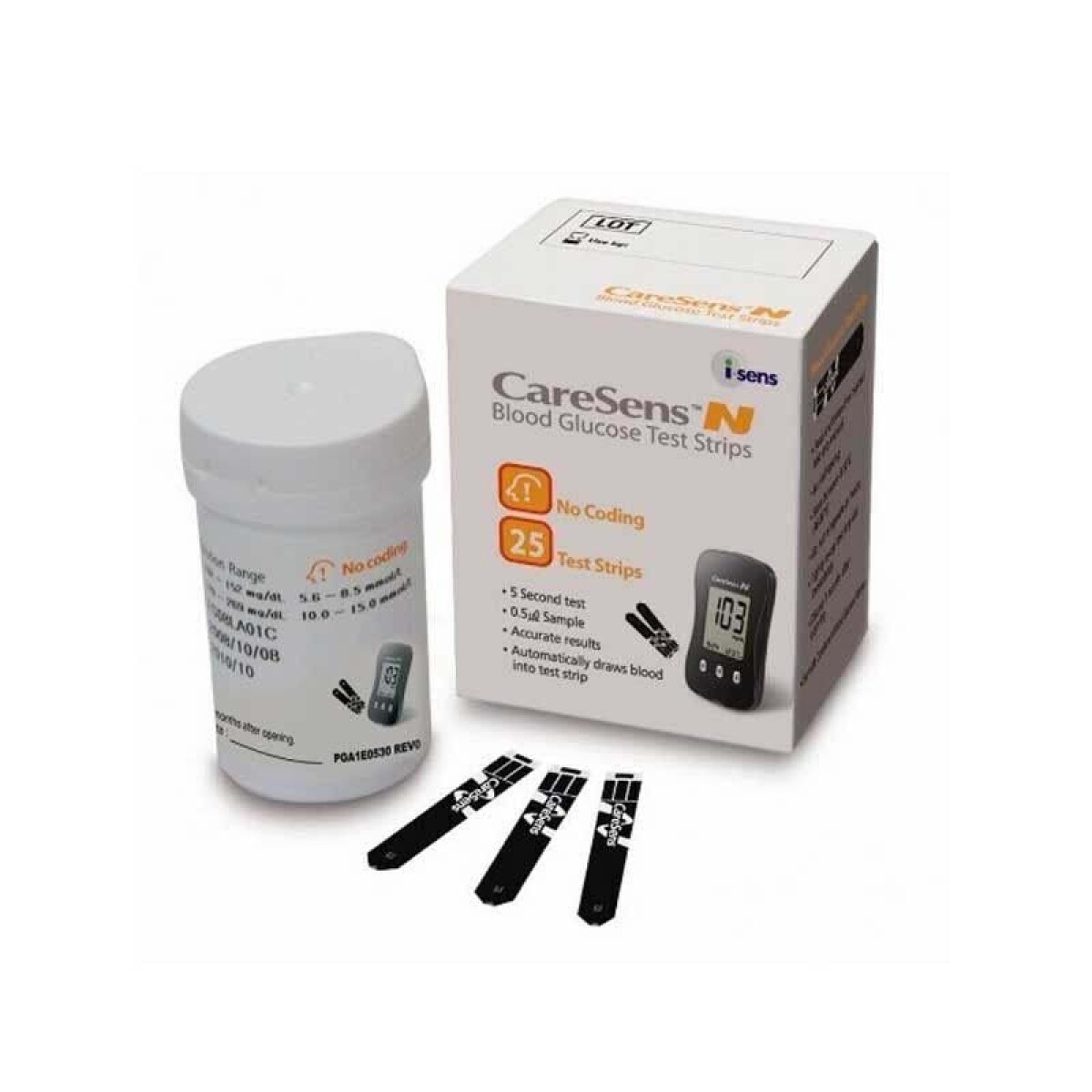 Tiras Reactivas Medidor Caresens 25 Unidades 