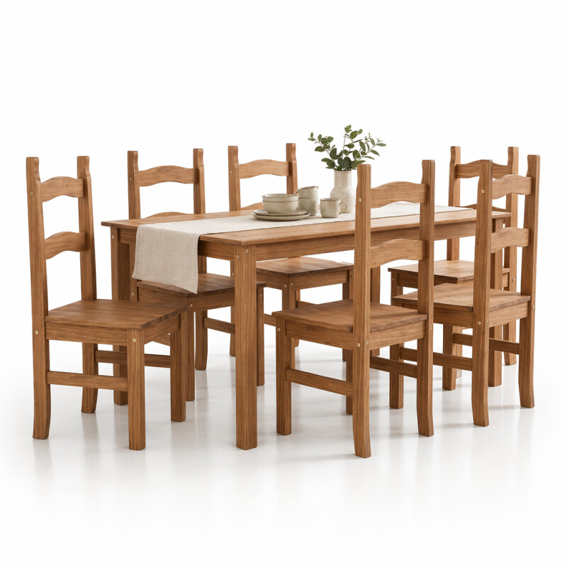 Juego de comedor 6 sillas, linea dorada Juego de comedor 6 sillas, linea dorada