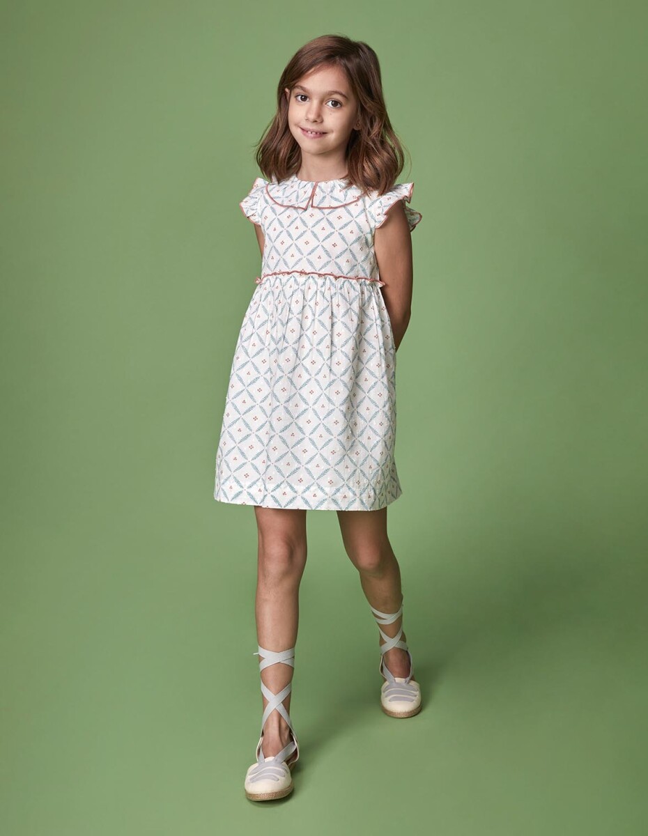 Vestido Con Estampado De Ramitas - Blanco 