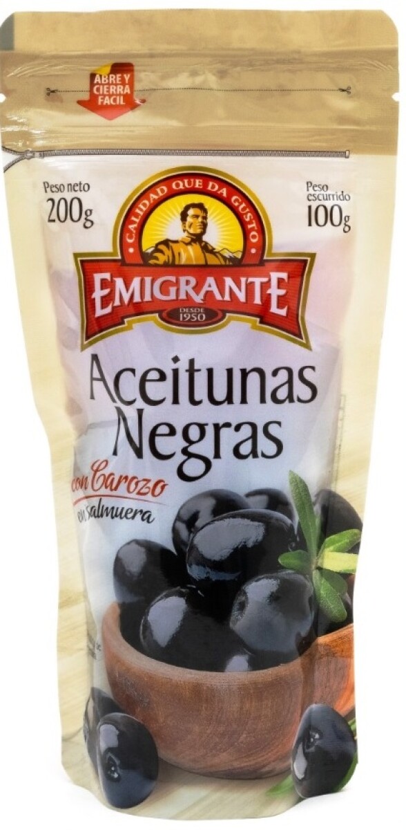 ACEITUNA NEGRA C/CAROZO D/P 100G EMIGRANTE 