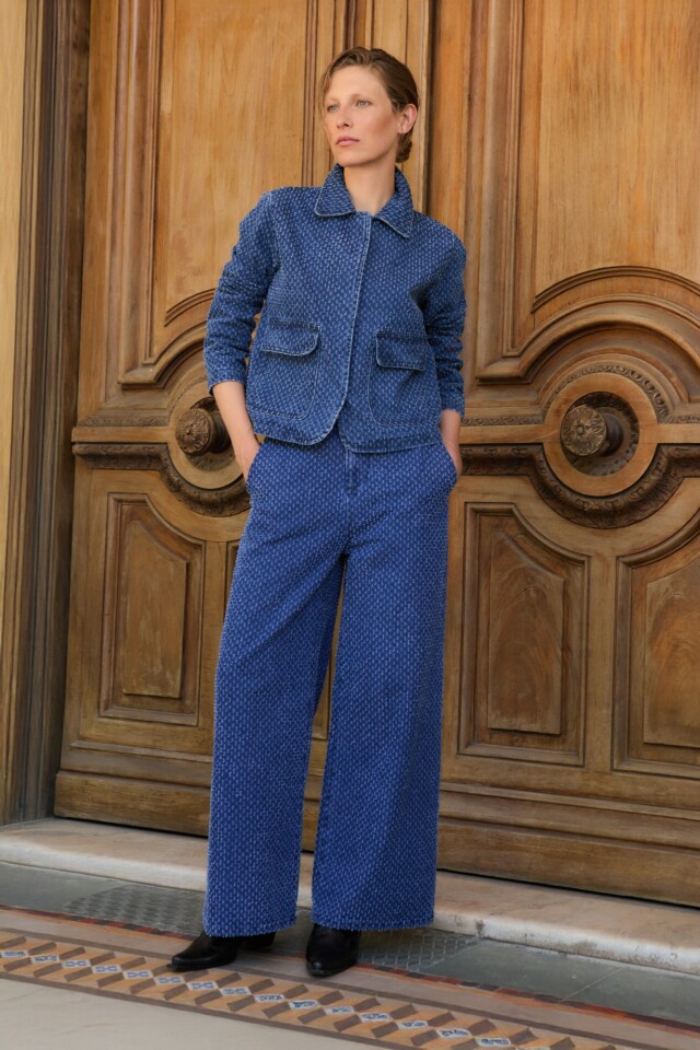 Pantalón de jean texturado jean medio