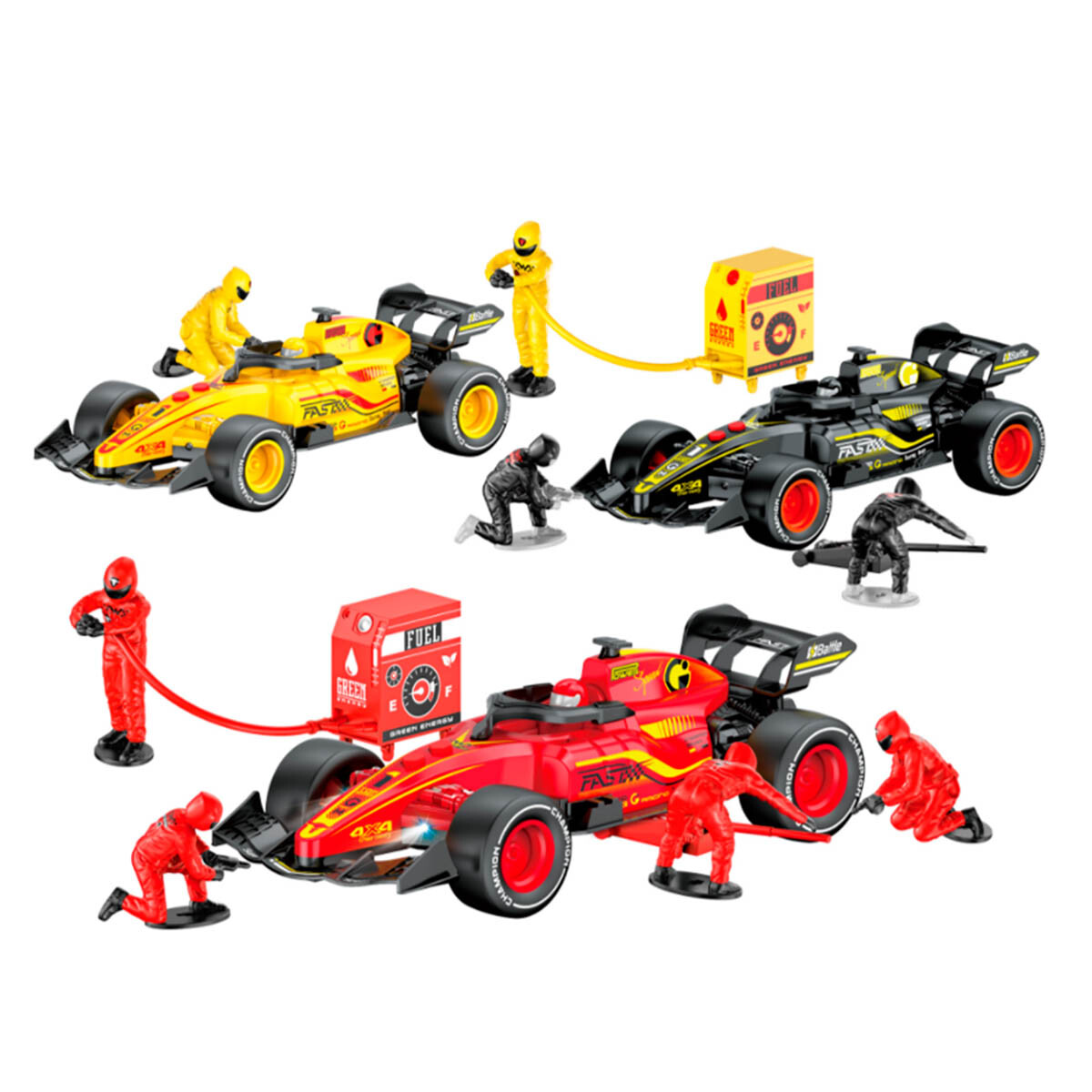 Auto De Carrera Formula 1 Pits Fricción 6pcs - Jug020032-f1 