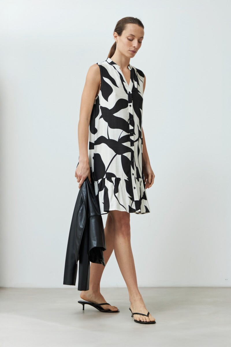 Vestido con estampa bicolor negro
