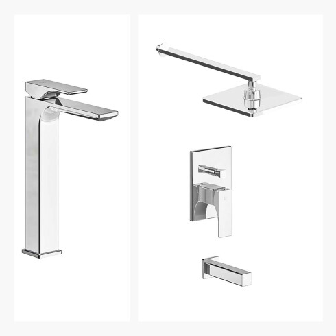 Juego De Griferia Incluye Ducha Embutida,Brazo Y Roseta,Lavatorio Alto Marca Fv Linea Sauco 000