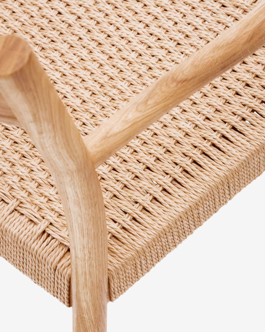 Silla Yalia de madera maciza de roble con acabado natural y asiento de cuerda FSC 100% Silla Yalia de madera maciza de roble con acabado natural y asiento de cuerda FSC 100%