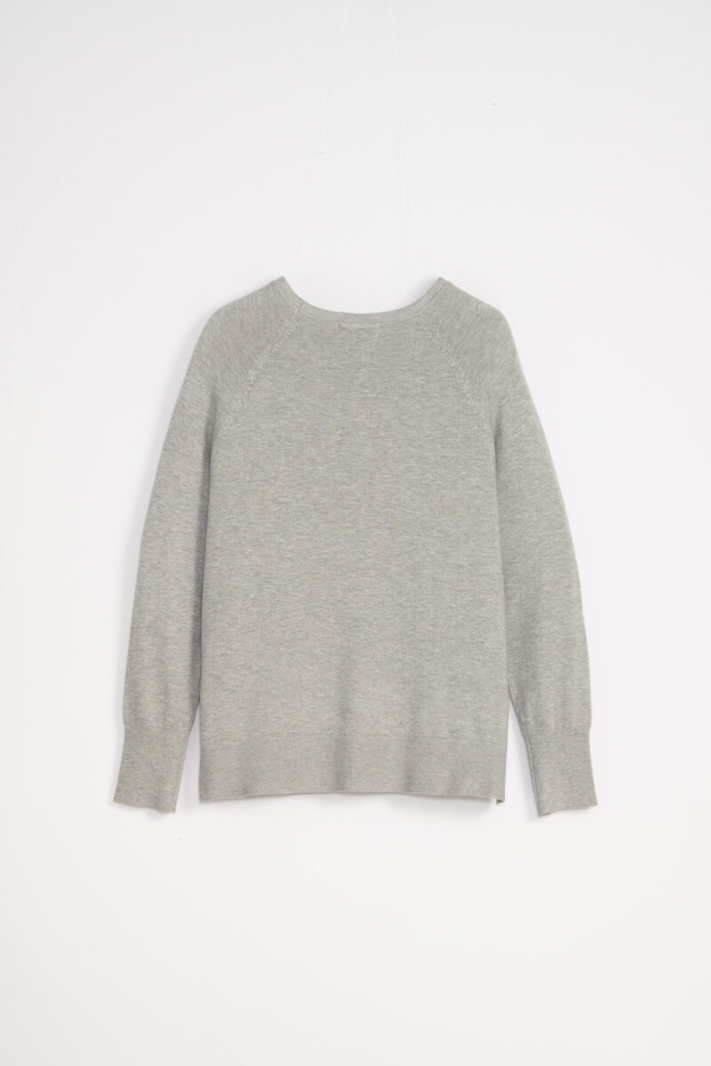 Buzo básico cuello redondo Gris