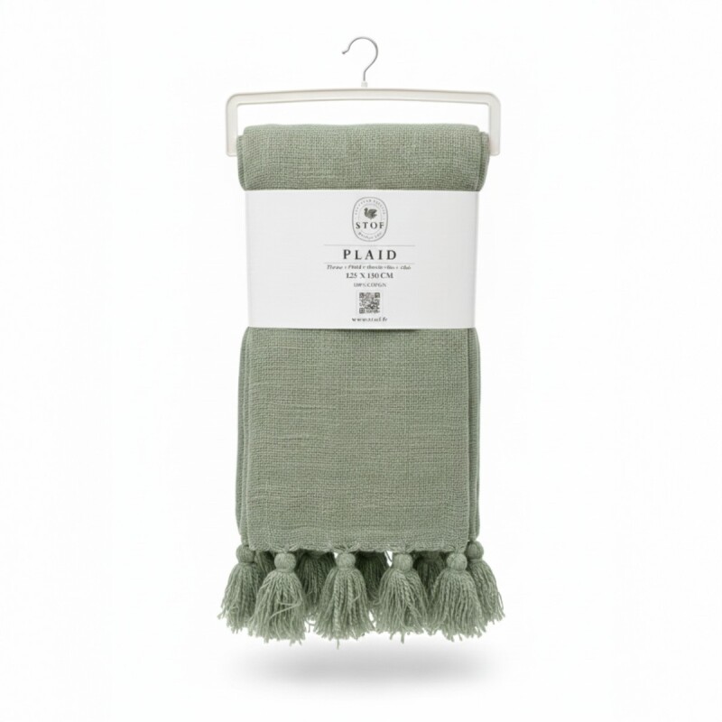 MANTA VERDE C/BORLAS 125X150CM Unica