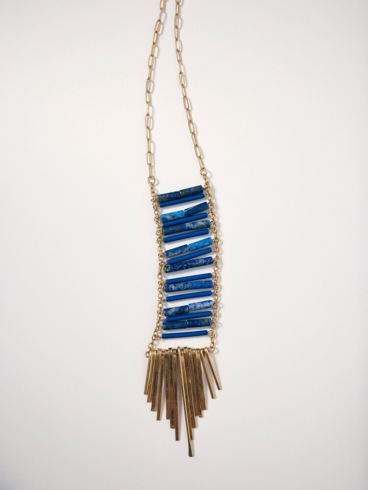 Collar Largo Colgante De Piedra azul
