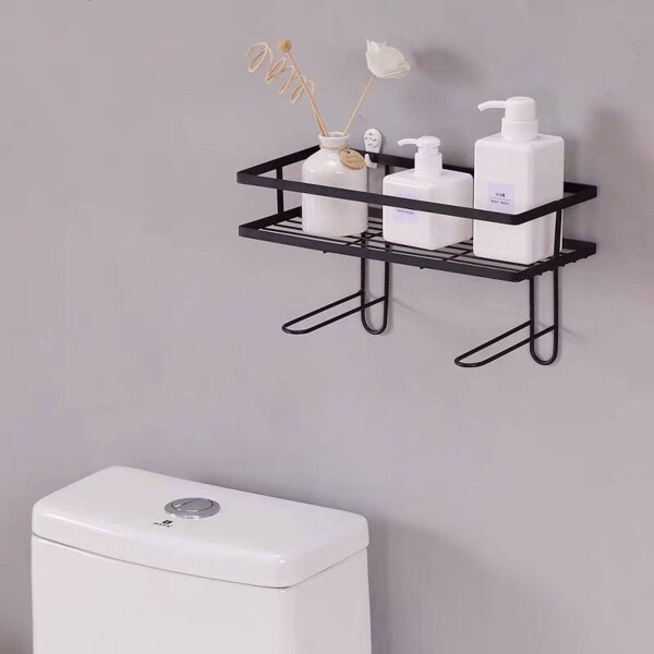 Estante organizador de pared para baño Negro