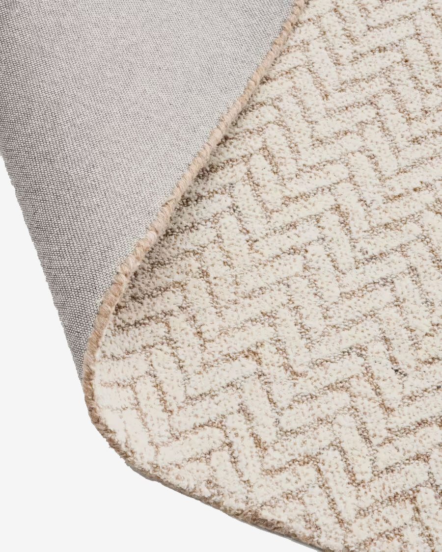 Alfombra Calira de lana jacquard trenzado beige 230 x 160 cm Alfombra Calira de lana jacquard trenzado beige 230 x 160 cm