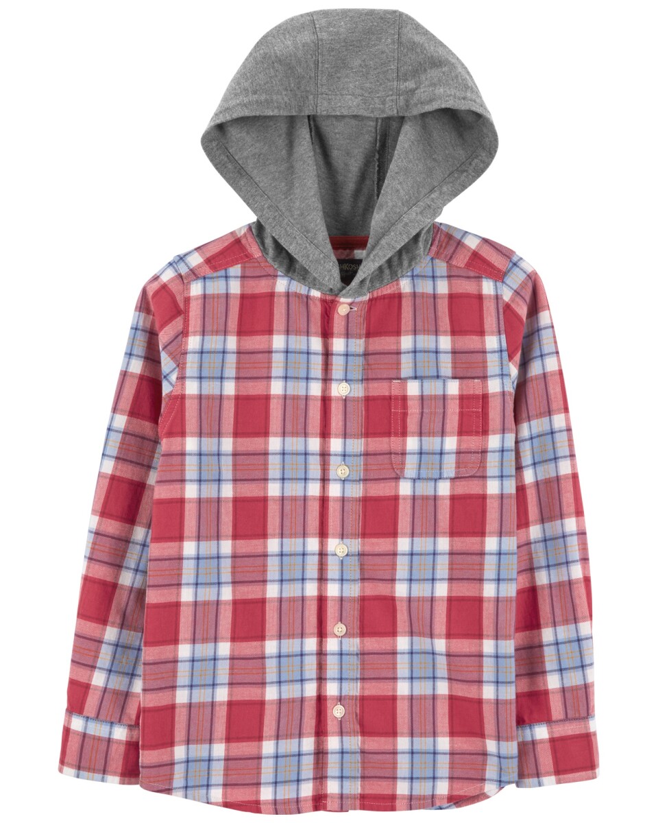 Camisa de algodón con capucha diseño a cuadros 
