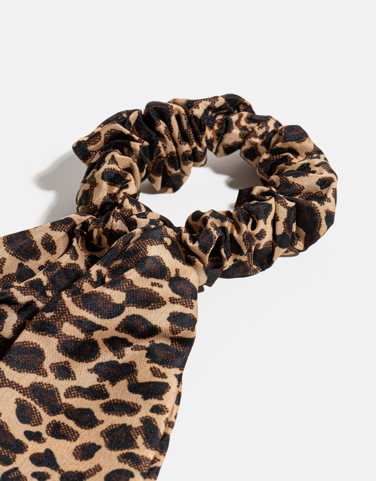 Skunzies Animal Print Scrunchie Con Lazo De Animal Print - Estampado Animal Print