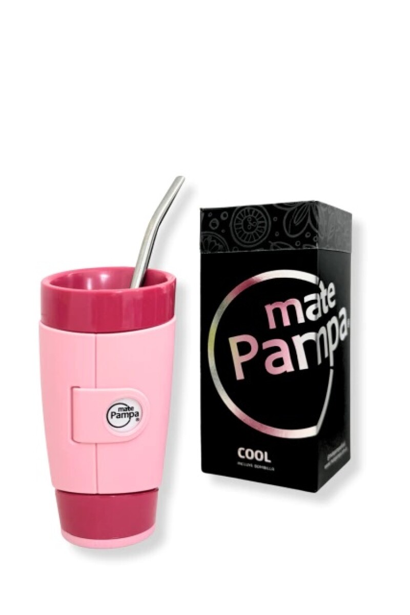 MATE PAMPA GUAMPA CON BOMBILLA BOMBILLA ROSA C/ FUCSIA