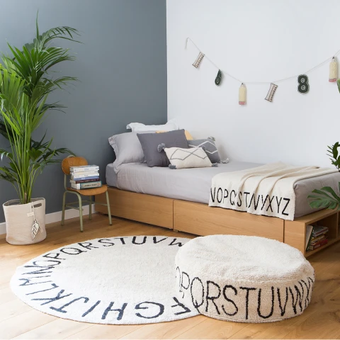 Pouf lavable ABC Natural - Black Pouf lavable ABC Natural - Black
