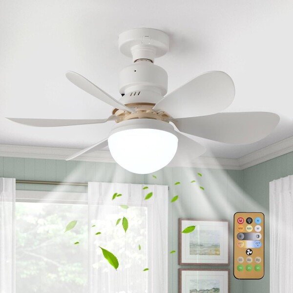 Ventilador Techo Lampara Luz Led 30W Control Remoto 6 Aspas Variante Color Blanco
