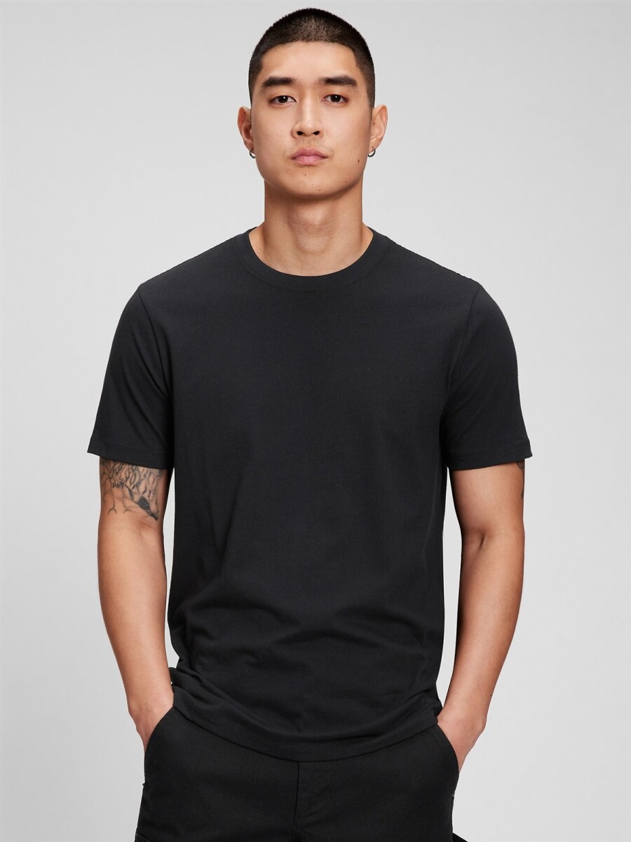 Remera Bàsica Manga Corta Hombre - Black 200 