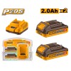 Set x 2 Baterias 20v 2amp + 1 Cargador Ingco Set x 2 Baterias 20v 2amp + 1 Cargador Ingco