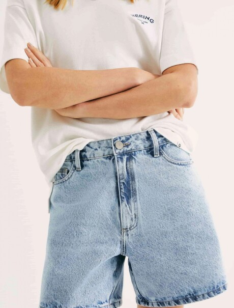 SHORT DE JEAN CINTURA ALTA AZUL