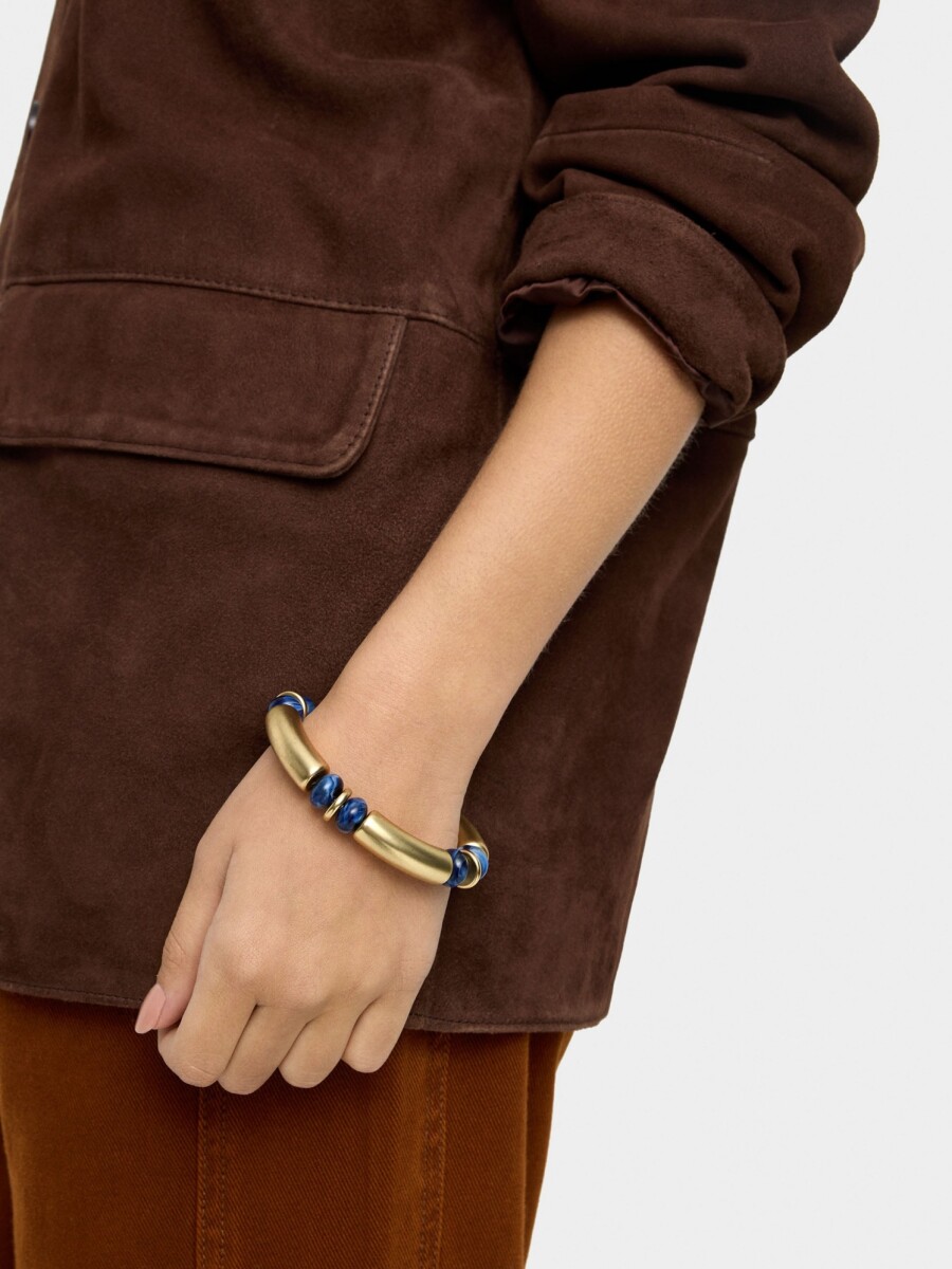Pulsera Segmentada Cuentas Efecto Piedra azul