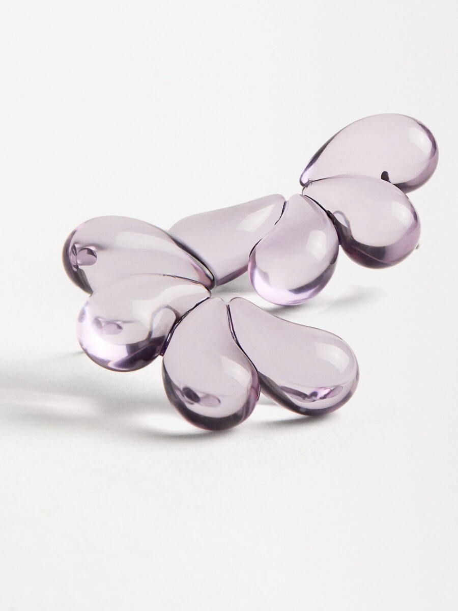 Pendientes Media Flor Transparente gris