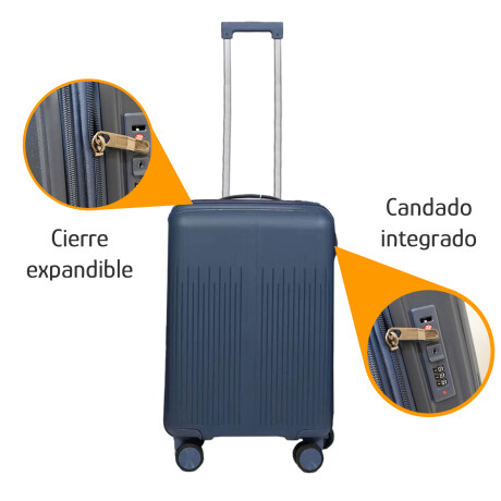 Set Valija CarryOn Rigida + Almohadón Cervical Memoria Negro Azul